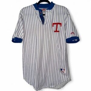 Vintage 90s Texas Rangers pinstripe baseball jersey size medium